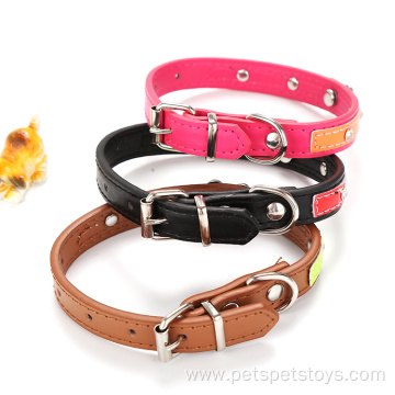 Custom Bone Decorate Adjustable Pu Leather Dog Collar